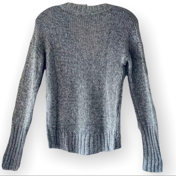 Mudd Womens Junior Silver Gray Sparkly Sequin Long Sleeve Pullover  Sweater M - Picture 13 of 13